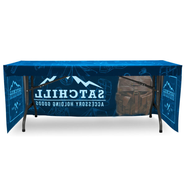 6ft fitted table throw 3 sided with custom print 3